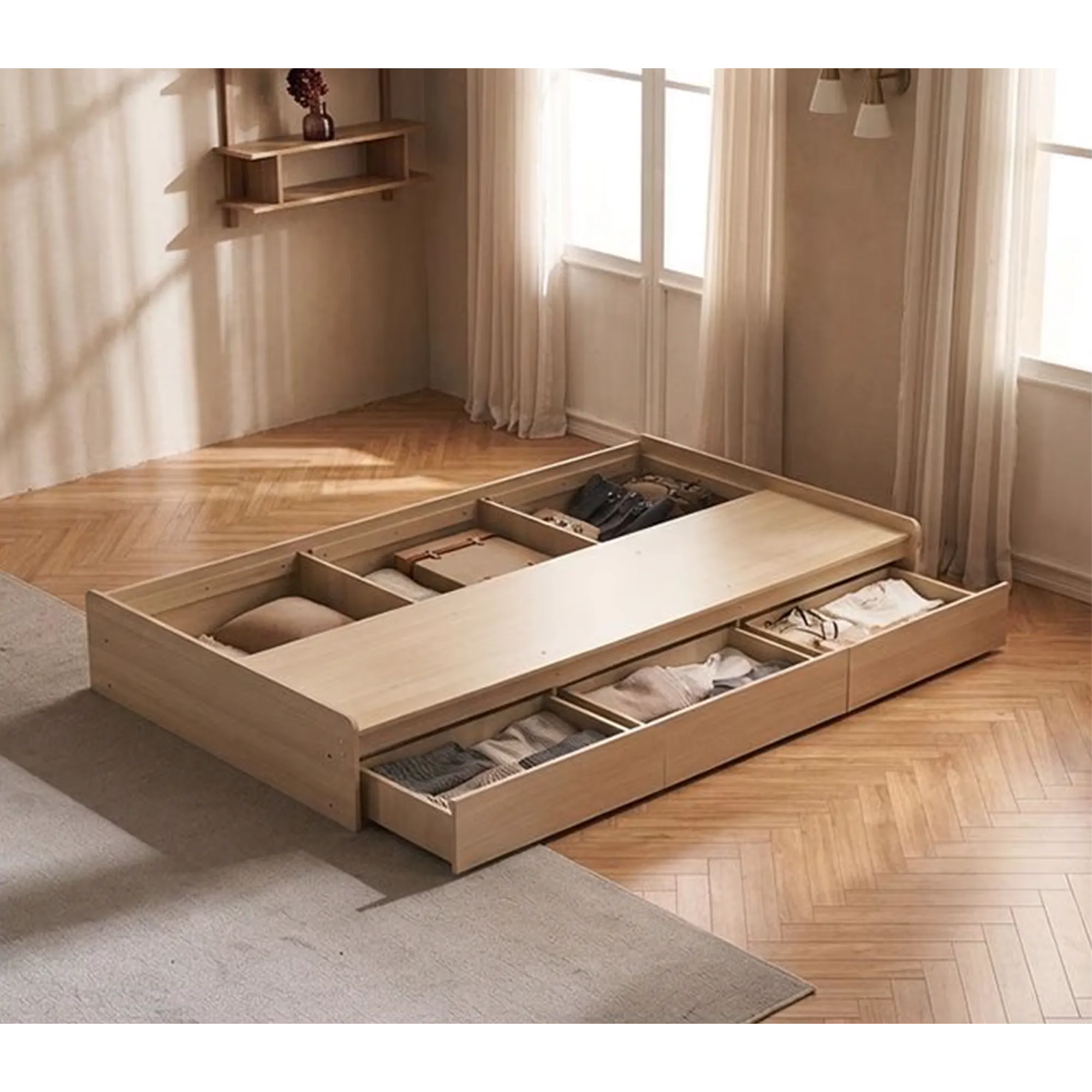 Alexis Super Single Platform Storage Bed - White - 11