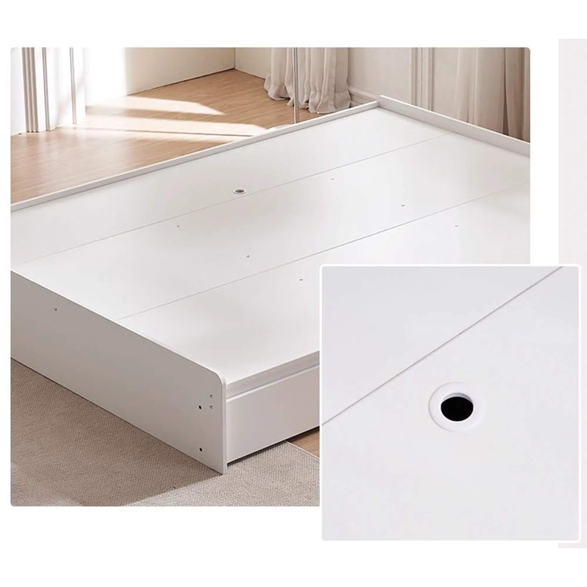 Alexis Super Single Platform Storage Bed - White - 10