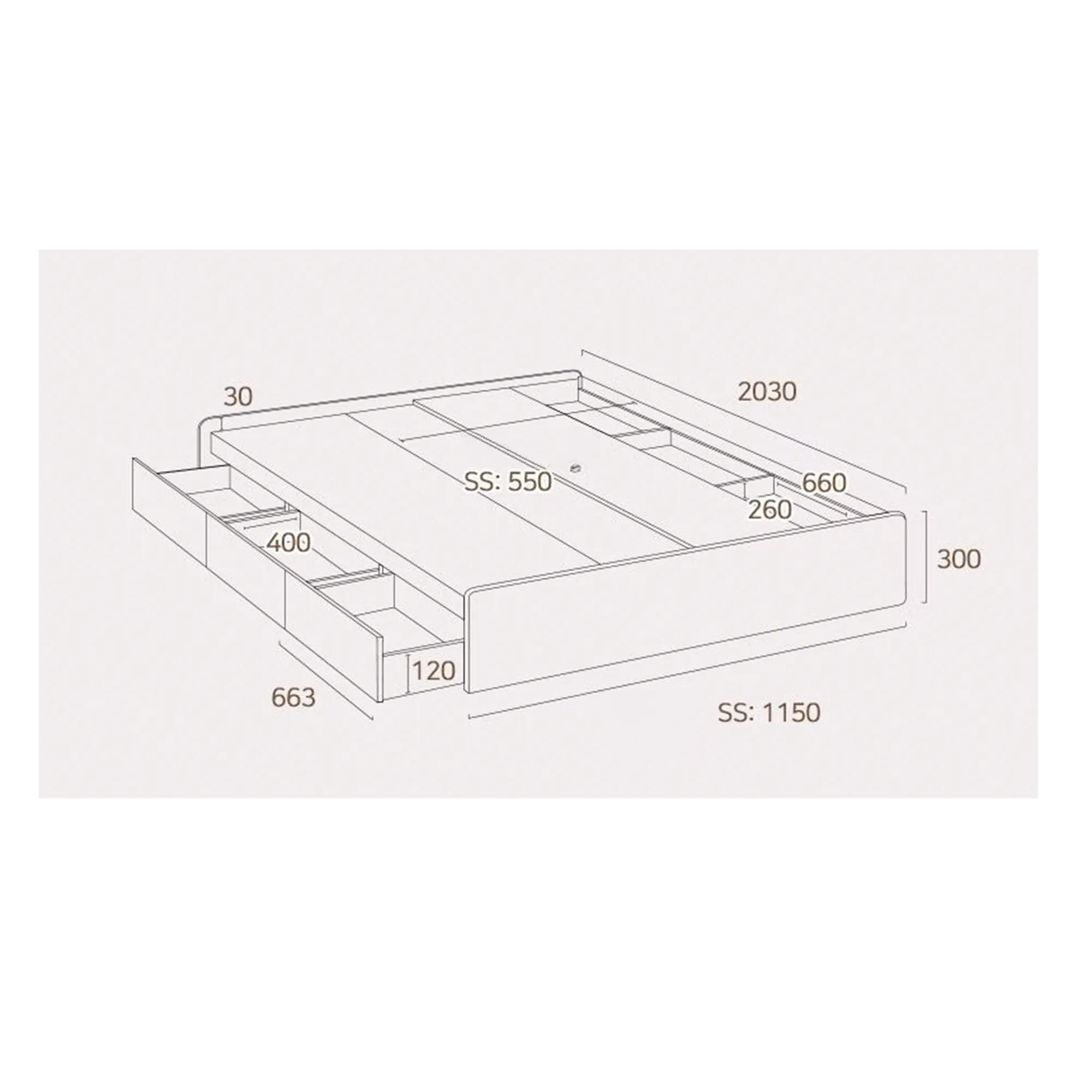 Alexis Super Single Platform Storage Bed - White - 13