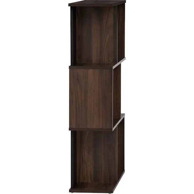 Aldea Low Bookshelf - Walnut - 6 - Dark wood shelf, sleek design, polished finish, rich brown hue, natural grain, sturdy