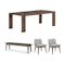 Clarkson Dining Table 2.2m with Tilda Cushioned Bench 1.7m and 2 Fabian Dining Chairs in Cocoa, Dolphin Grey - 0