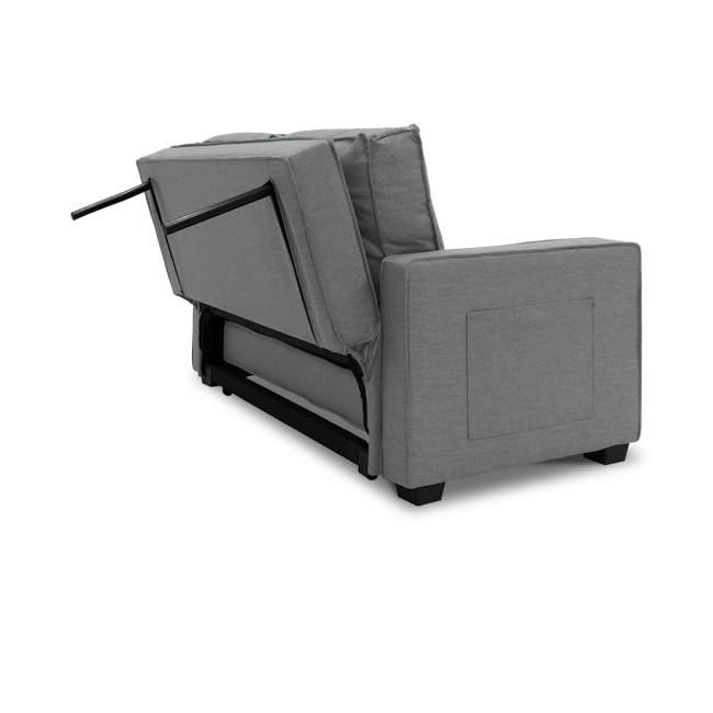 Arturo 2 Seater Sofa Bed - Pigeon Grey - 16 - Grey upholstered armchair with black metal frame, modern design, comfortable