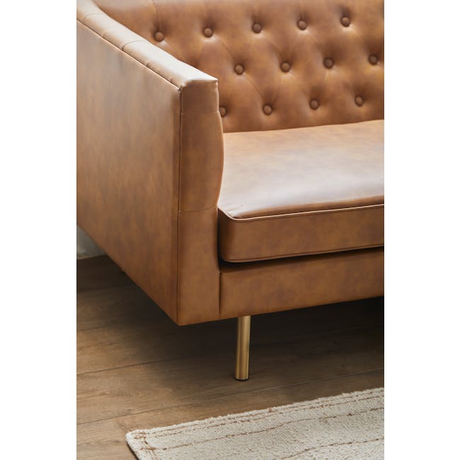 Cadencia 3 Seater Sofa - Tan (Faux Leather) - 11