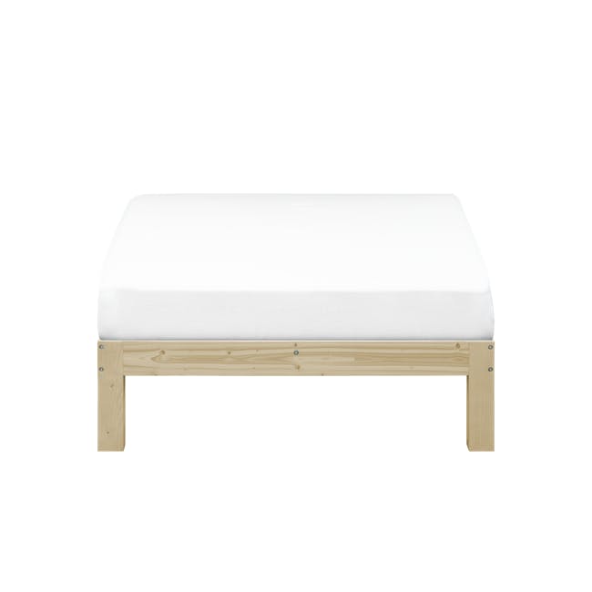 Katana Super Single Wooden Headboard Bed - 4 - Wooden frame, white mattress, wooden frame, wooden frame and mattress, wooden
