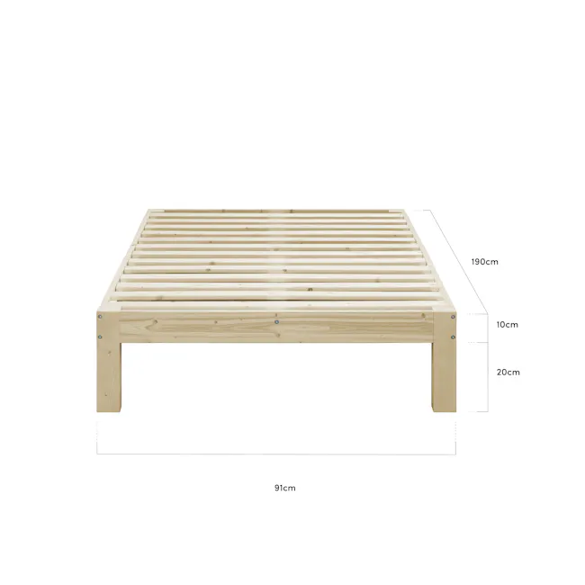 Katana Single Wooden Bed - Walnut - 7 - Wooden frame bed, 190 cm length, 10 cm width, 20 cm height, 91 cm total dimensions