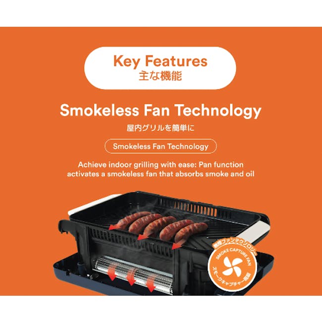 TOYOMI Smokeless BBQ Grill & Hot Pot SMC 9988 - 4 - Smokeless Fan Technology, Indoor Grill, Pan Function, Absorbs Smoke and