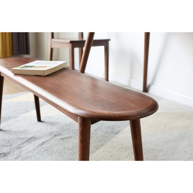 Felda Bench 1m - Walnut - 8 - Wooden bench, wooden chair, wooden table, wooden legs, wooden book, wooden floor, wooden chair