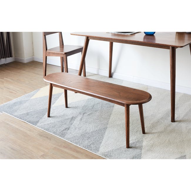 Felda Bench 1m - Walnut - 5 - Wooden bench, wooden table, wooden chair, wooden floor, wooden rug, wooden table legs, wooden