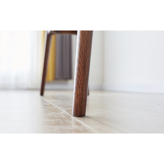 Felda Bench 1m - Walnut - 9 - Wooden leg, polished finish, natural grain, curved design, minimalist style, indoor setting