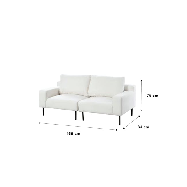 Lusa 3 Seater Sofa - Ivory (Pet Friendly) - 28 - White modern sofa, 75 cm height, 168 cm width, 84 cm depth, sleek design