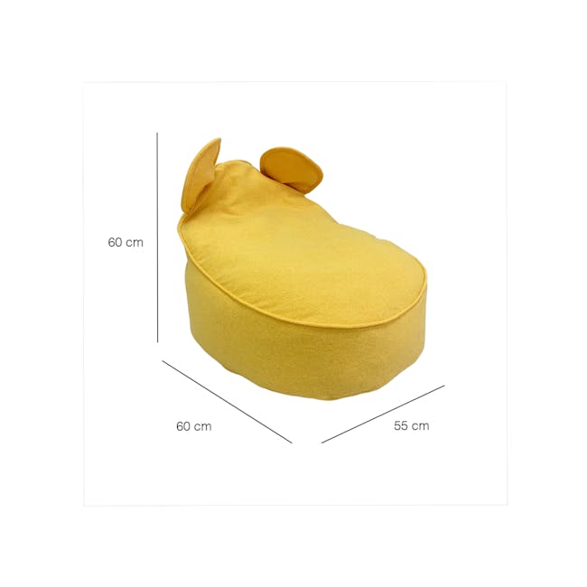 Eddy Bean Bag - Yellow - 10 - Yellow cushion, round shape, plush, soft, ergonomic, comfortable, pet-friendly, pet sitting