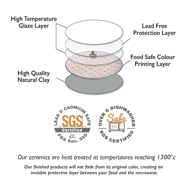 Table Matters Crisscross Red Coupe Plate - 5 - High Temperature Glaze Layer, Lead Free Protection Layer, Food Safe Colour