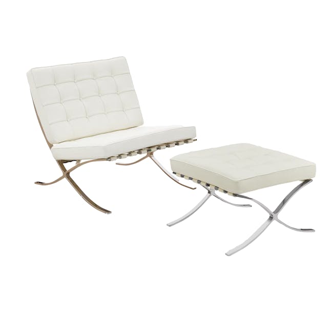 Benton Chair with Benton Ottoman - White (Genuine Cowhide) - 0
