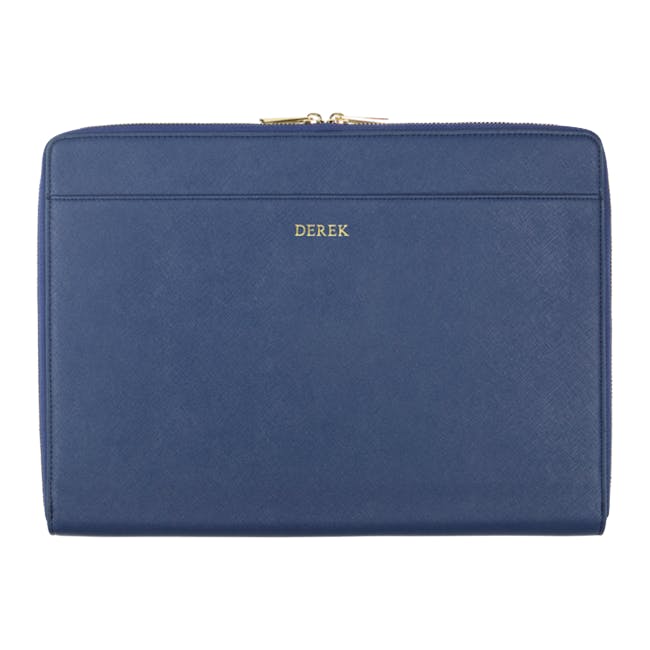 Personalised Saffiano Leather 16" Laptop Sleeve - Navy - 0