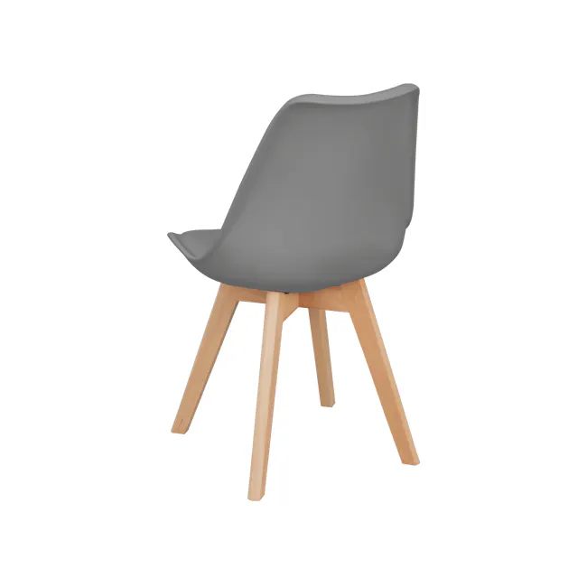 Linnett Chair - Natural, Grey - 3 - Grey upholstered chair, wooden legs, minimalist design, modern furniture, stylish chair
