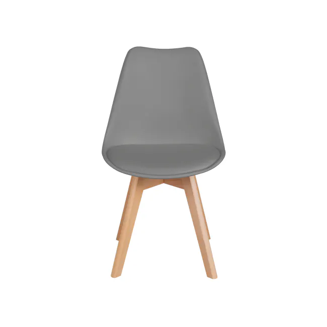 Linnett Chair - Natural, Grey - 5 - Grey upholstered chair, wooden legs, minimalist design, modern furniture, stylish dining