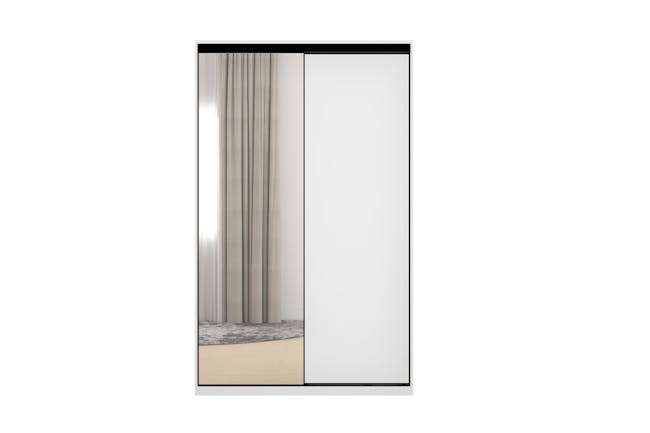 Lorren Sliding Door Wardrobe 1 with Mirror - Matte White - 7