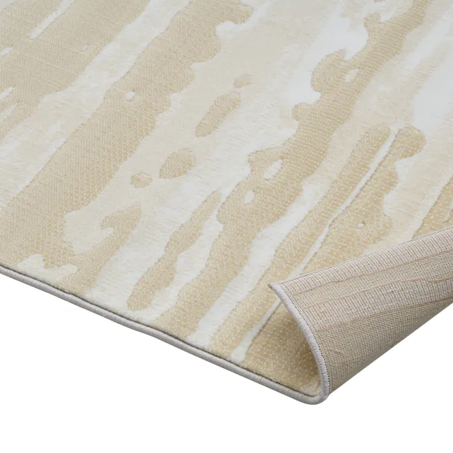 Alana Low Pile Rug - Driftwood (2 Sizes) - 3 - Cream and beige striped rug, soft texture, natural fiber, cozy ambiance