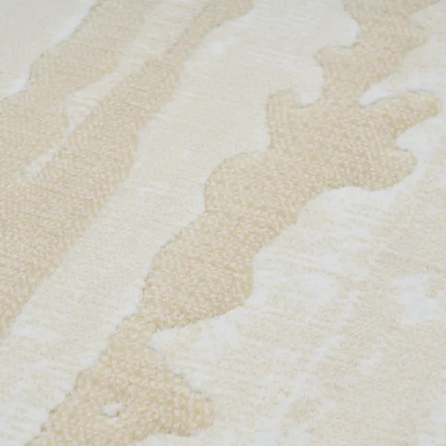 Alana Low Pile Rug - Driftwood (2 Sizes) - 7 - Cream and white textured fabric, soft and plush, intricate design, delicate