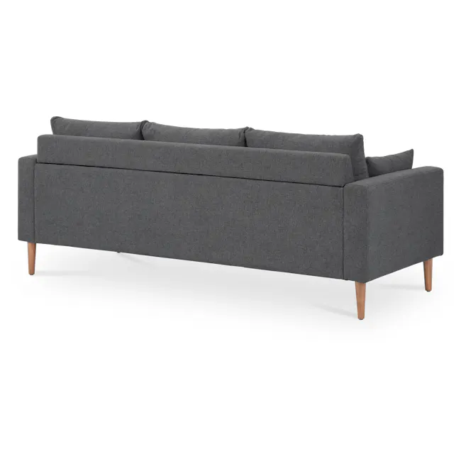 Alicia L-Shaped Sofa - Charcoal Grey - 9 - Grey upholstered sofa, wooden legs, minimalist design, comfortable seating