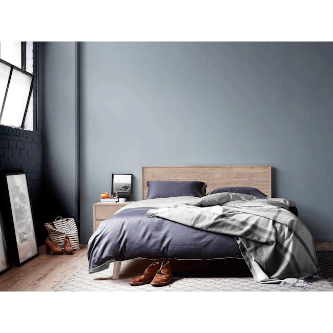 Audrey King Storage Bed in Seal Grey (Velvet) with 2 Leland Twin Drawer Bedside Tables - 9