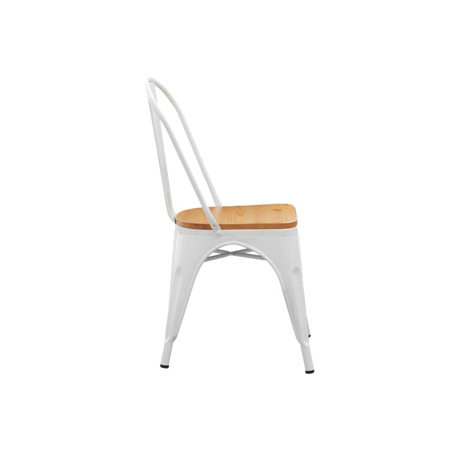 Bartel Chair with Wooden Seat - White - 3