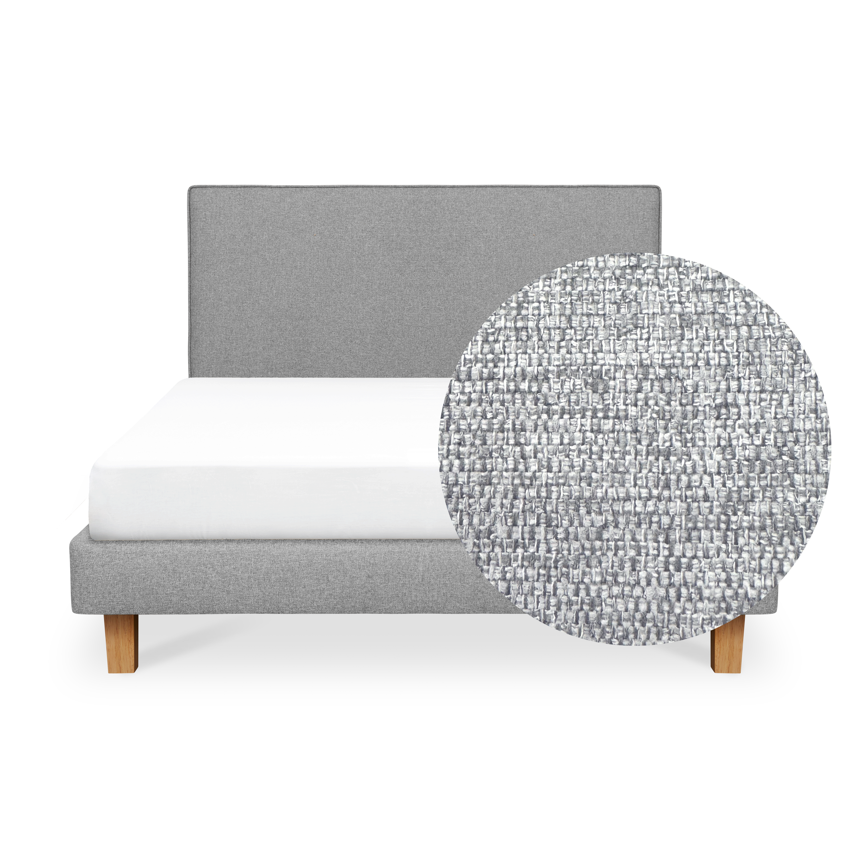 ESSENTIALS Queen Headboard Divan Bed - Pebble (Eco Clean Fabric)