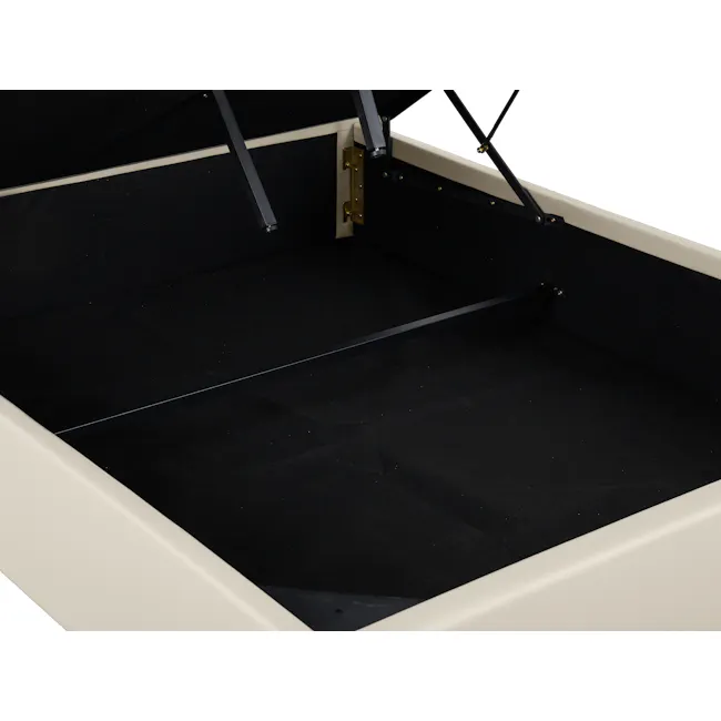 Arthur Queen Storage Bed - Ivory (Faux Leather) - 7 - Black and white frame, minimalist design, sleek lines, modern