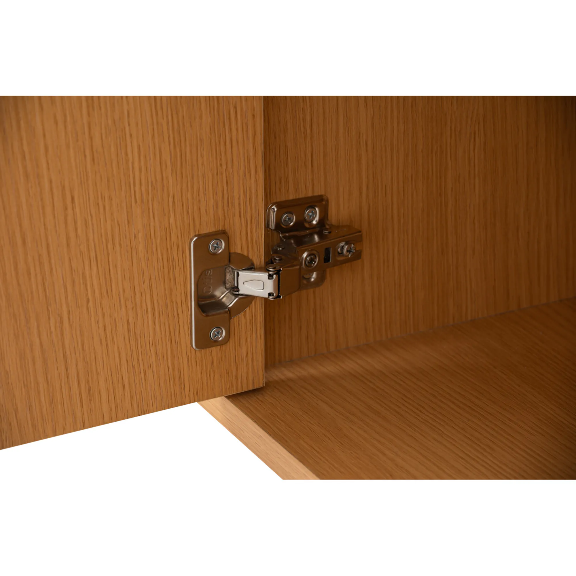 Dayne Rattan Bedside Table - 11 - Wooden cabinet hinge, metal hardware, sturdy construction, precise fit, secure locking