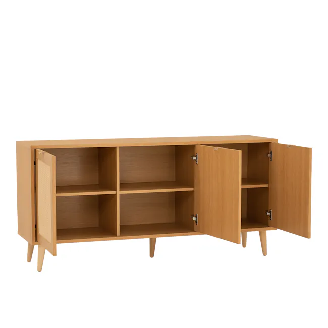 Dayne Rattan Sideboard 1.5m - 4 - Wooden, open, shelving, minimalist, modern, clean design, functional, practical, storage