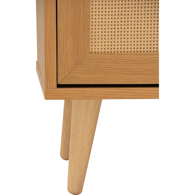 Dayne Rattan Sideboard 1.5m - 11 - Wooden side table, natural wood finish, minimalist design, wooden legs, small side shelf