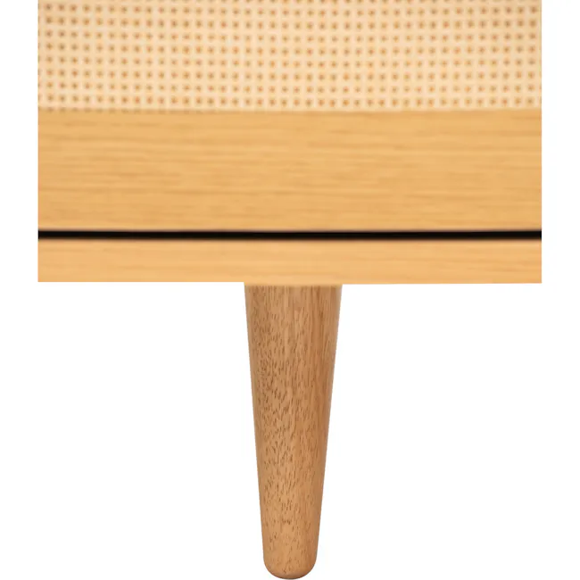 Dayne Rattan Sideboard 1.5m - 10 - Wooden table, wooden legs, natural wood grain, textured surface, smooth finish, vertical
