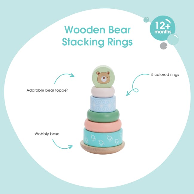 Bubble Wooden Stacking Rings - Bear - 2