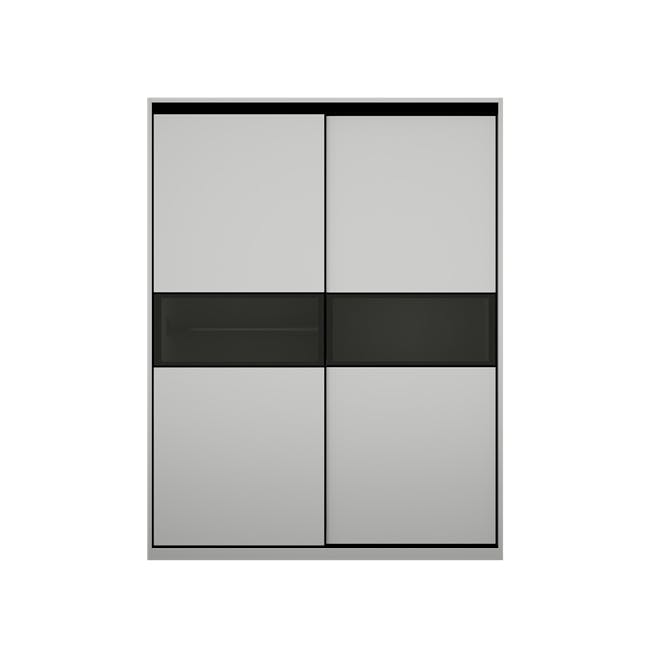 Lorren Sliding Door Wardrobe 2 with Glass Panel - Matte White - 0