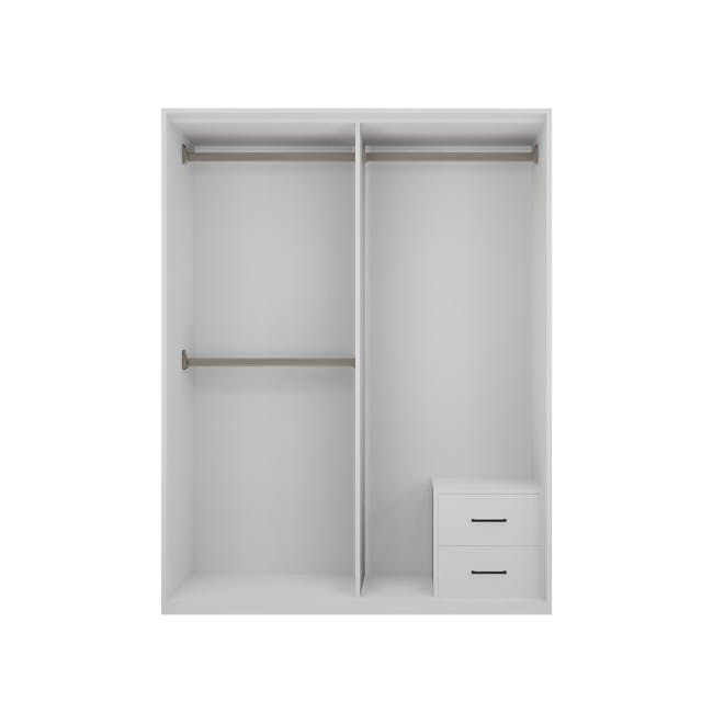 Lorren Sliding Door Wardrobe 2 with Glass Panel - Matte White - 1