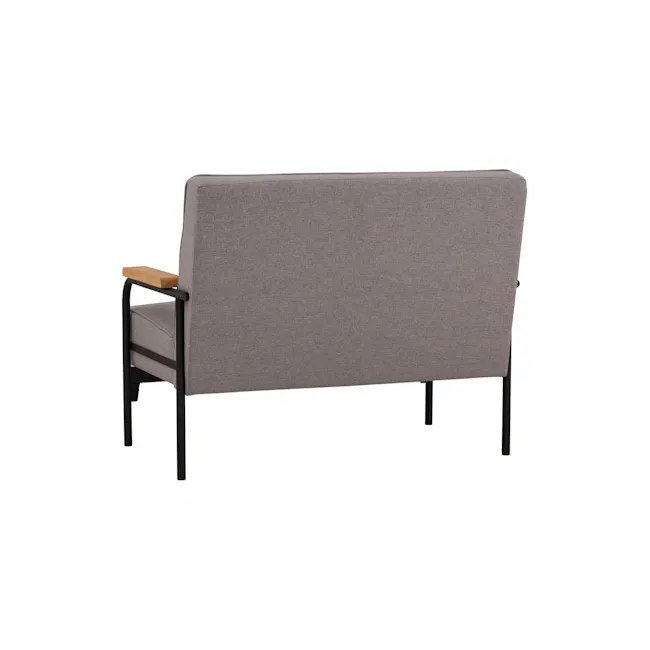 Daryl 2 Seater Sofa - Grey - 5 - Modern upholstered chair, gray fabric upholstery, black metal frame, minimalist design