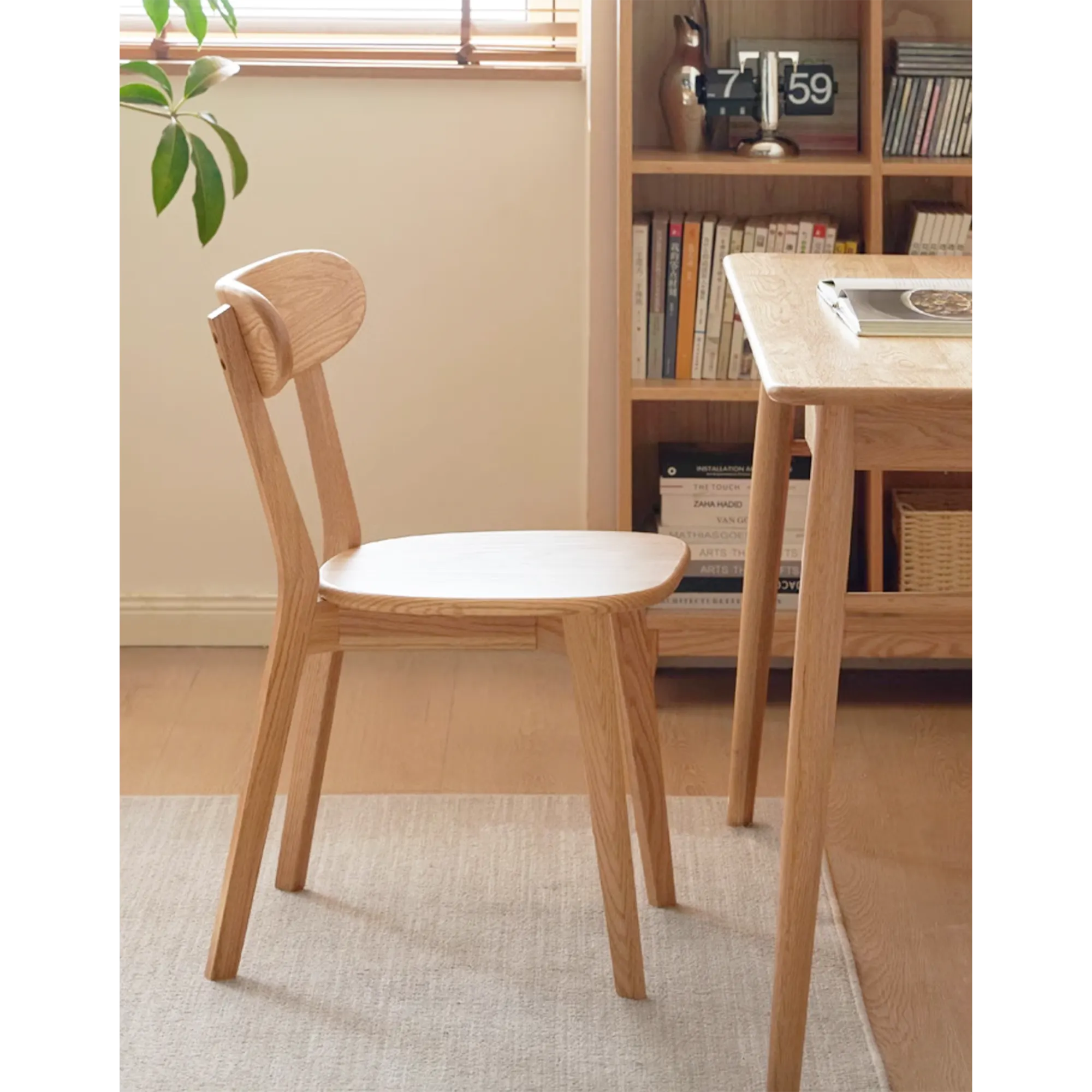 Blane Chair - Oak - 9 - Wooden chair, minimalist design, natural wood finish, light wooden legs, cozy room, home office