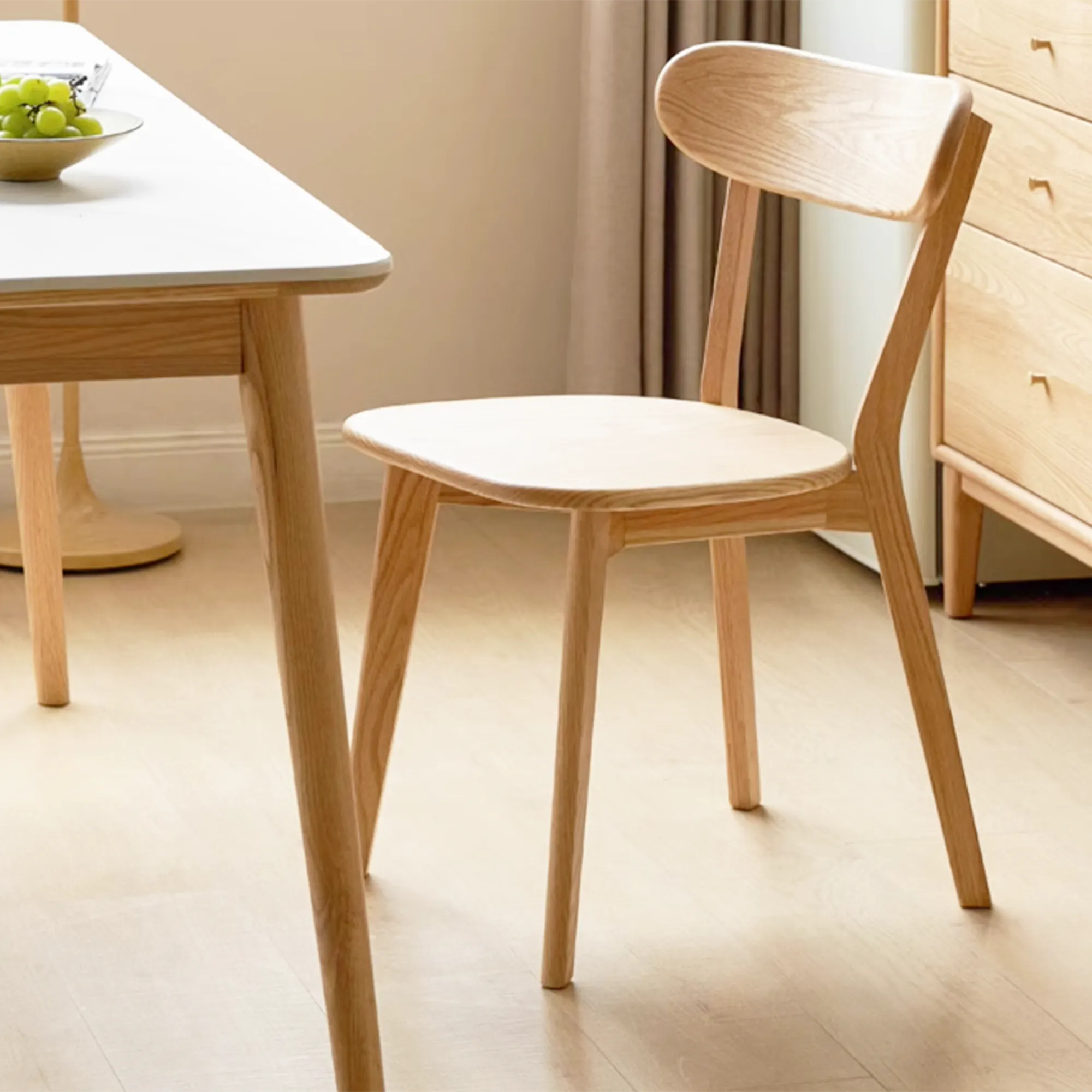 Blane Chair - Oak - 10 - Light wood dining table, minimalist chair, natural wood finish, simple design, light hardwood