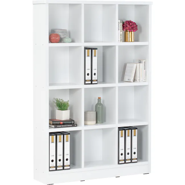 Harry 3x4 Shelving Unit - White - 3 - White minimalist shelving unit, modern design, clean lines, organized space