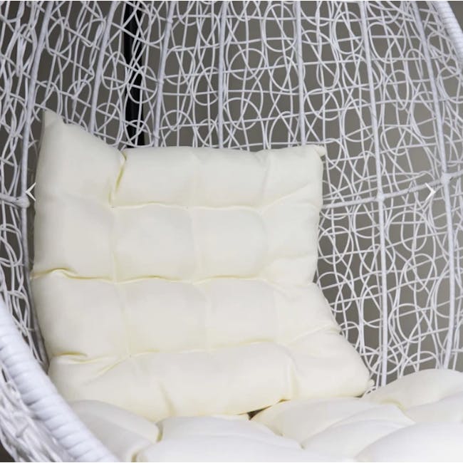 White Cocoon Swing Chair - Creamy White Cushion - 1