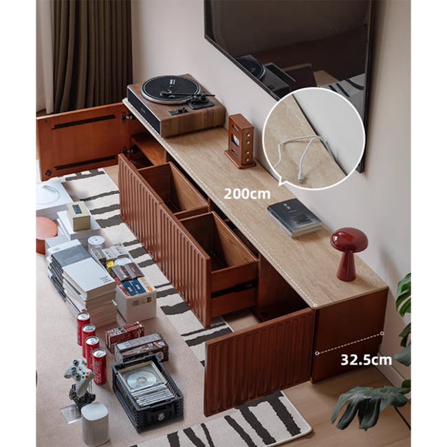 Ceya TV Console 2m - Travertine (Sintered Stone) - 9