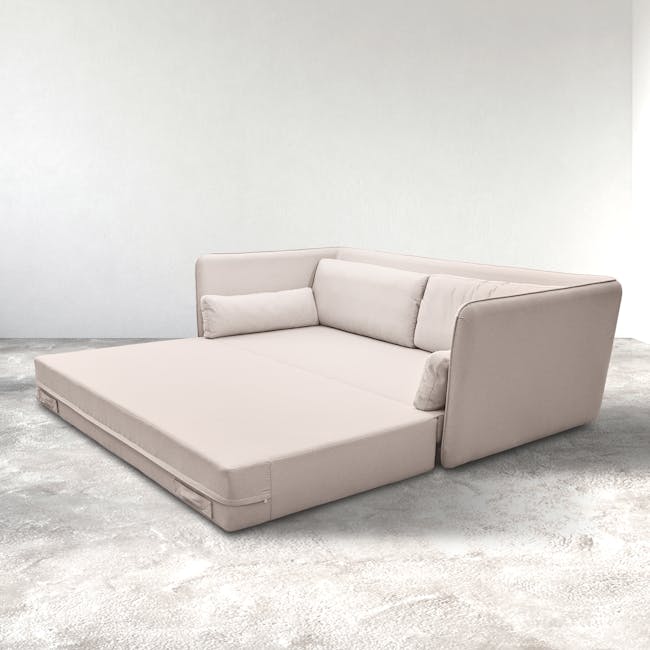 (As-is) Greta 3 Seater Sofa Bed - Dusty Pink - 9