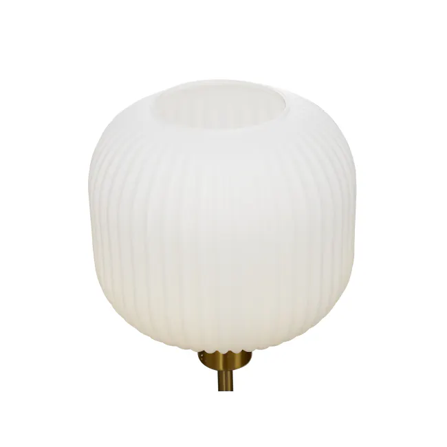 Kordi Table Lamp - 4 - White, elegant, ribbed, spherical, lampshade, soft glow, minimalist, modern, decorative
