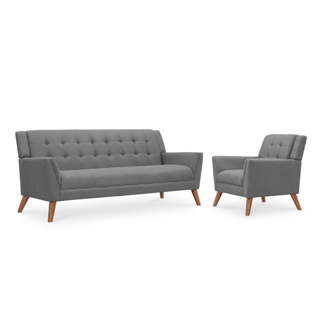 Stanley 3 Seater Sofa with Stanley Armchair - Siberian Grey - 0