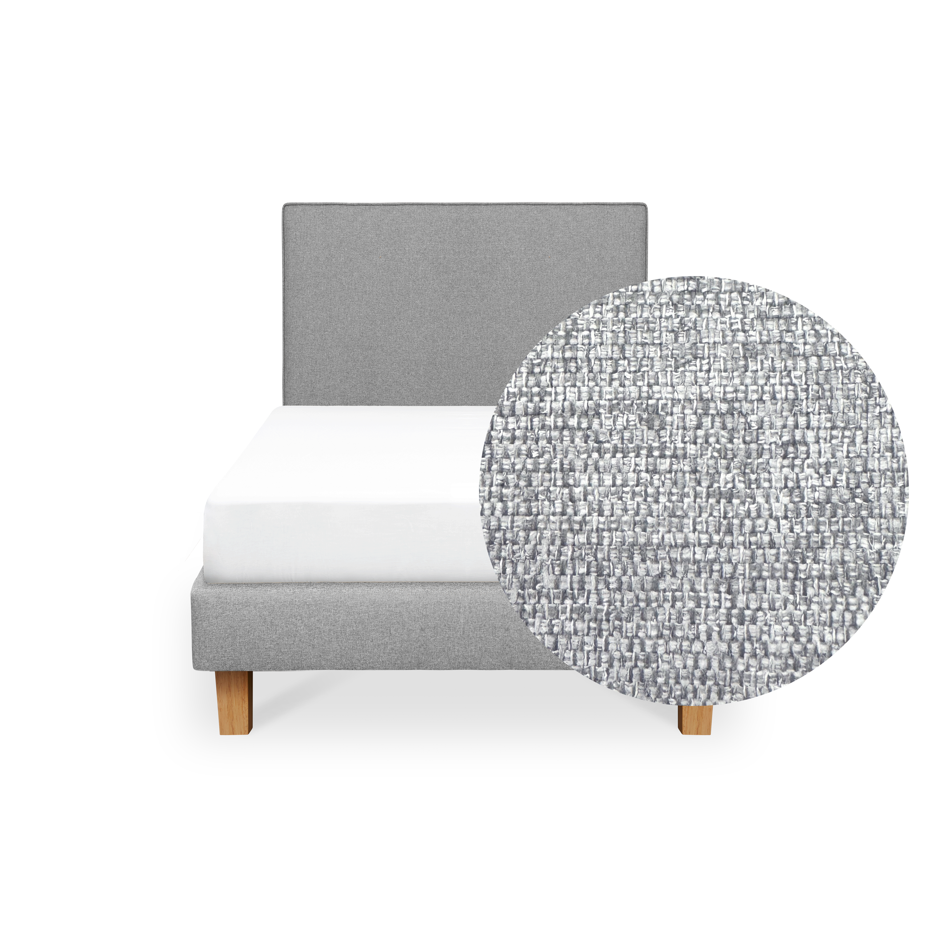 ESSENTIALS Super Single Headboard Divan Bed - Pebble (Eco Clean Fabric)