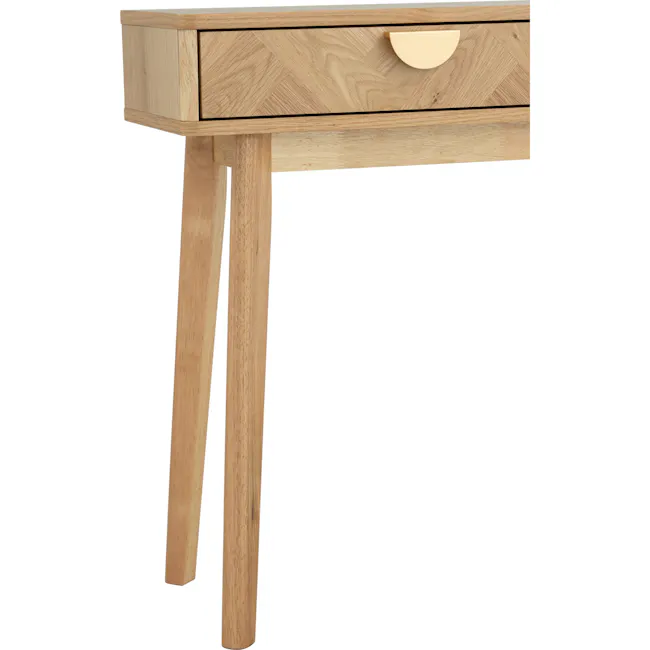 Lowell Console Table 1.2m - 11 - Light wood side table, natural wood finish, minimalist design, wooden legs, simple drawer