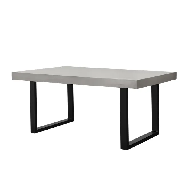 Titus Concrete Dining Table 1.8m - 1 - Modern minimalist dining table with geometric legs, sleek concrete top, abstract