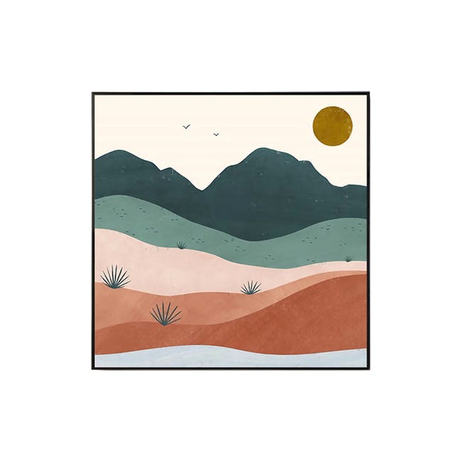 Desert Canvas Print with Black Frame 40cm x 40cm - Colourful Desert - 0