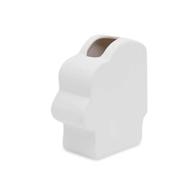 Abstract Gentlemen Head Porcelain Vase - White - 3