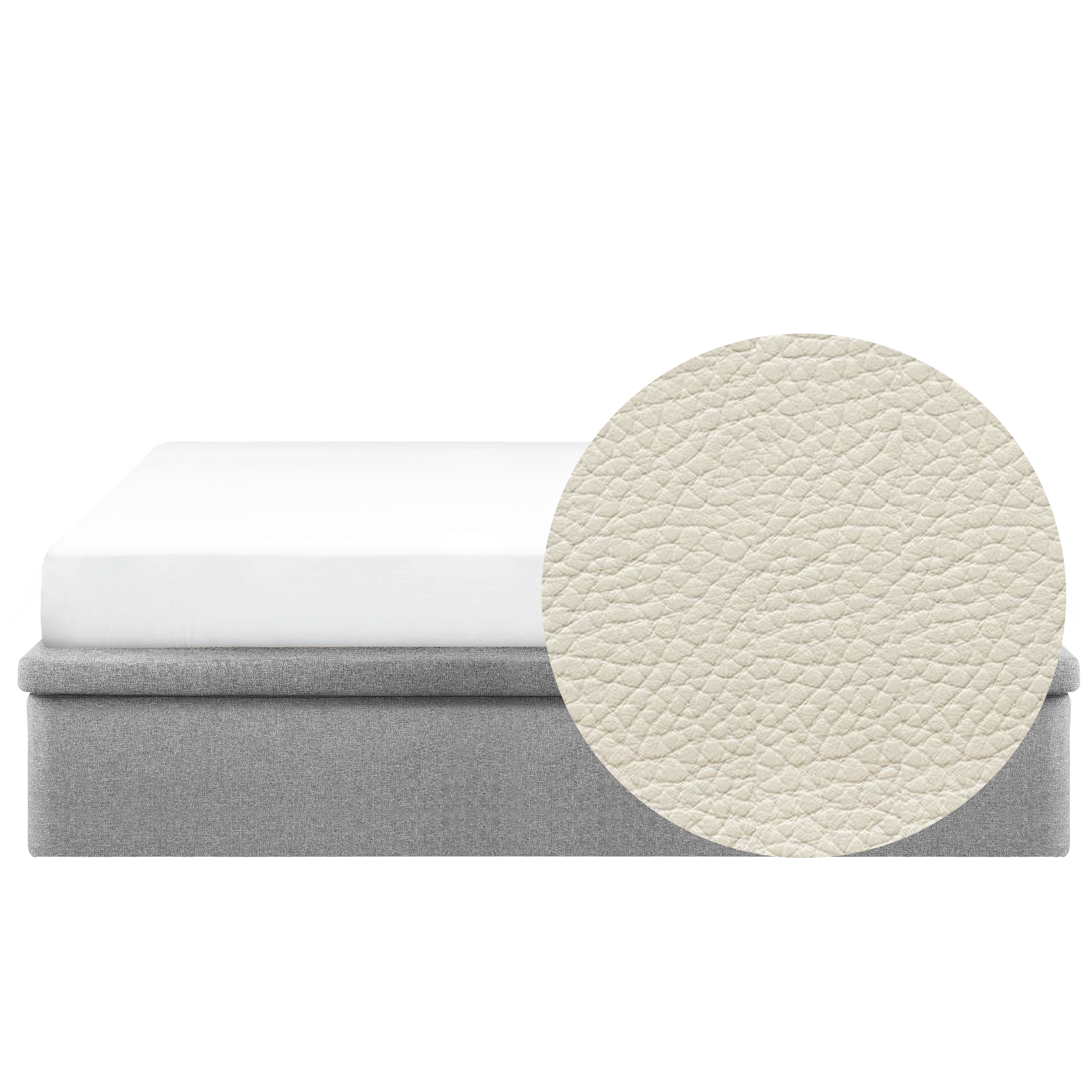 ESSENTIALS King Storage Bed - Snow (Faux leather)